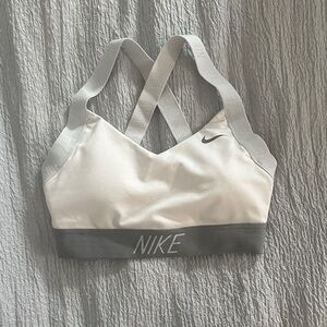 Nike Women's White and Gray Cross-Back Sports Bra